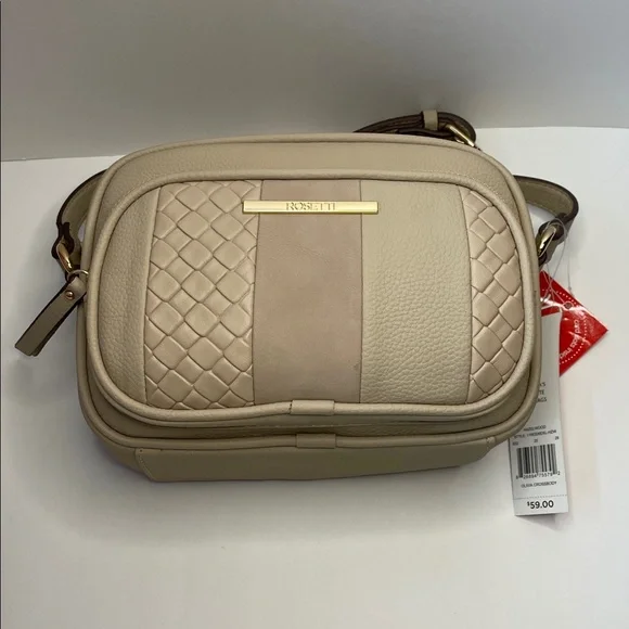 NWT Rosetti Neutral Taupe Crossbody with Woven Accent - Picture 2 of 5